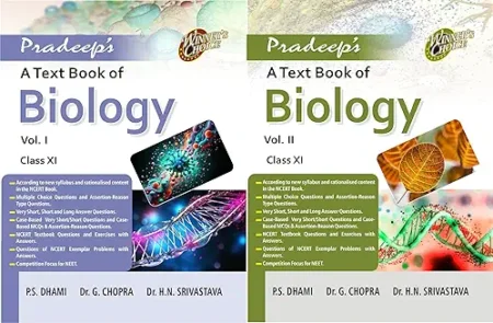 Pradeep's A Text Book of Biology for Class 11 (Vol. 1 & 2) Examination 2024-25