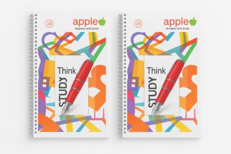 Apple Spiral Notebook - A4 Size,200 Pages - Ruled (Pack of 2)/ Notebook For College Students, Office/Notebook for Writing
