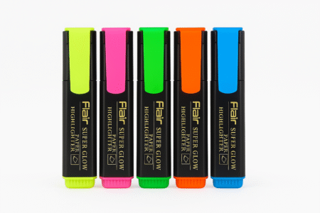 Flair highlighters , SUPER GLOW HI-LIGHTER (5 PCS PVC POUCH)