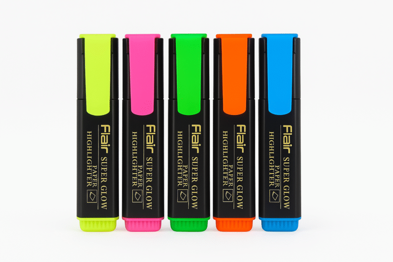 Flair highlighters , SUPER GLOW HI-LIGHTER (5 PCS PVC POUCH)