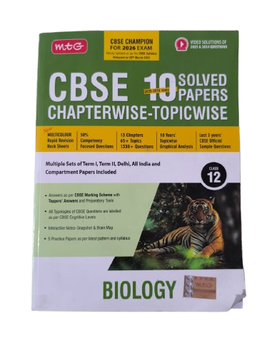 MTG CBSE 10 Years (2025-2016) Chapterwise Topicwise Solved Papers Class 12 Biology - CBSE Champion For 2026 Exam | Free Video Solution of PYQs | CBSE Sample Papers (As Per Latest Pattern) Paperback – 22 April 2025