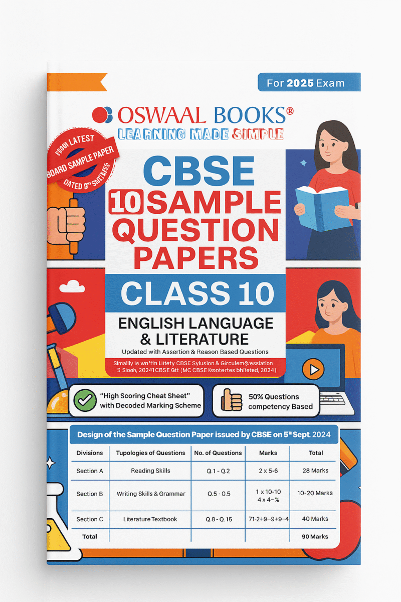 Oswaal CBSE 15 Sample Question Papers Class 10 English Language and literature for 2026 Board Exam (As per CBSE Sample Question Paper issued on 30 July 2025)