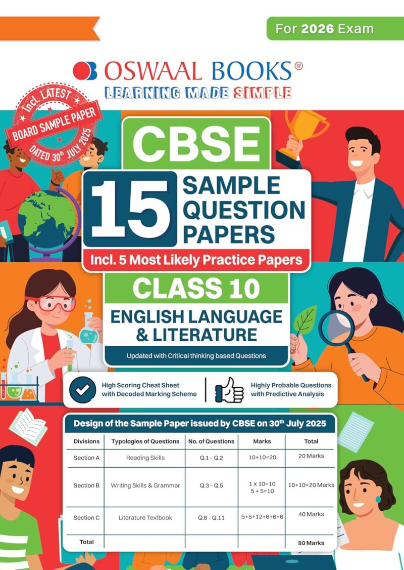 Oswaal CBSE 15 Sample Question Papers Class 10 English Language and ...