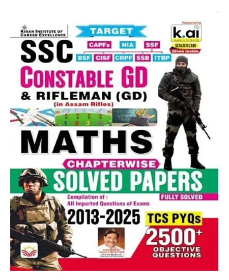 Kiran SSC Constable GD 2026 Maths Chapterwise Solved Papers Fully Solved 2013 to 2025 with TCS PYQs 2500+ Objective Questions English Medium K 5646