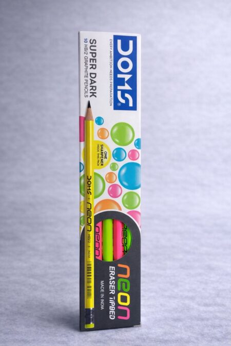 DOMS SUPER DARK HB/2 PENCILS WITH ERASER TIPPED ( PACK OF 10)