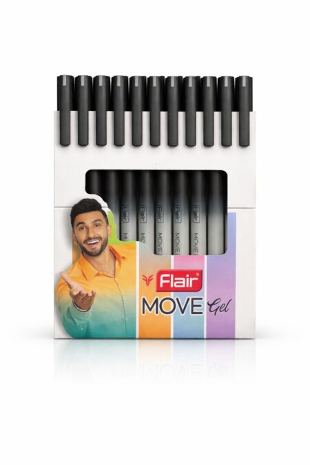 FLAIR MOVE GEL PEN BLACK PACK OF 10