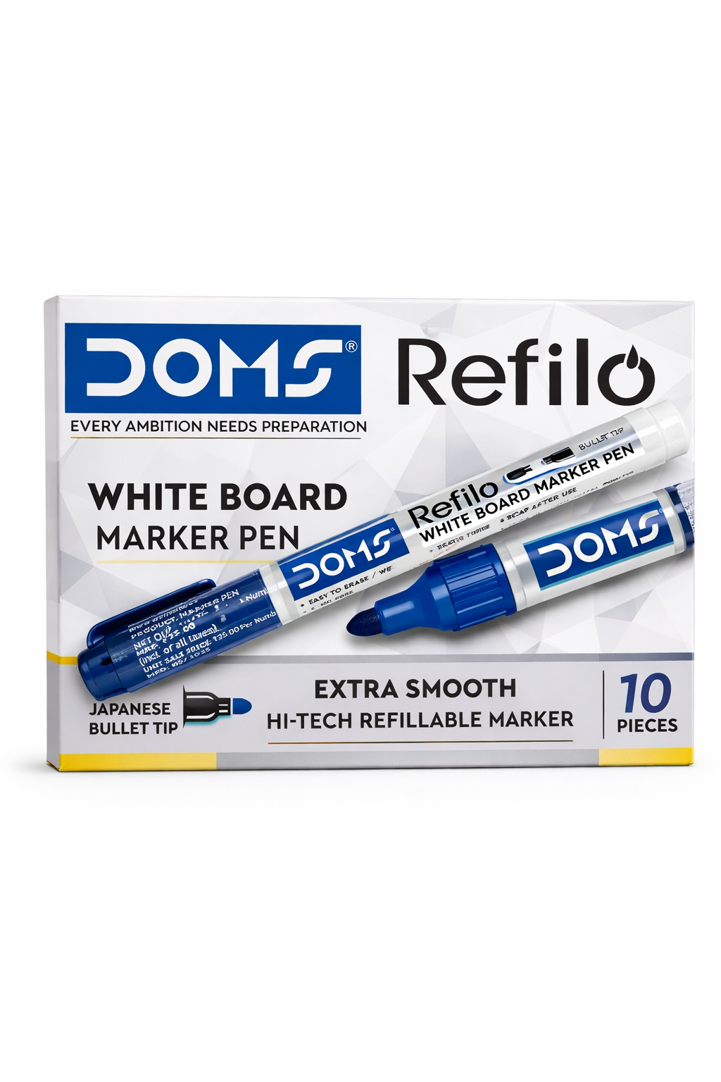 DOMS Refilo White Board Marker Pen – Extra Smooth Refillable Marker ( Set of 10 )