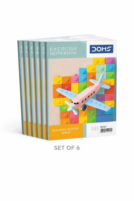 Doms Exercise Notebook | 120 Pages | Set of 6(MRP - Rs.40 per unit) | English Notebook | Four Lines with Gap | 24.0cm x 18.0cm | Practice Notebook for School Students | Doms Copy