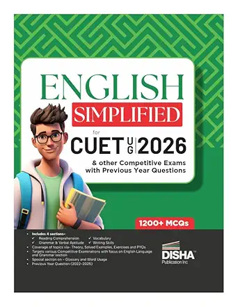Disha English Simplified for CUET (UG) 2026 & other Competitive Exams with Previous Year Questions by Disha Experts (Author) ISBN-9789362254955