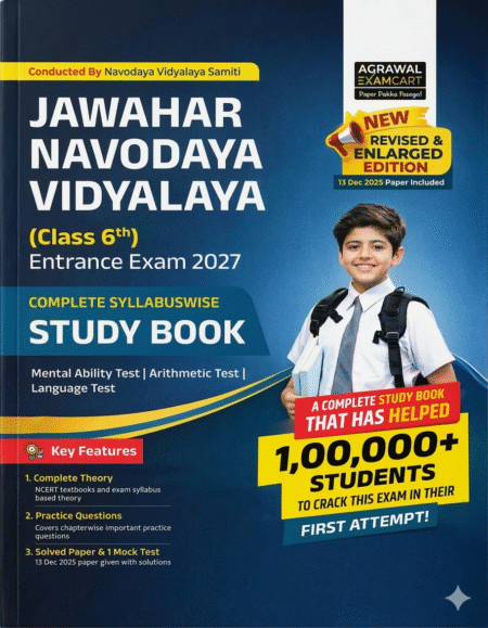 Examcart Jawahar Navodaya Vidyalaya (JNV) Class 6 Entrance Exam Study Guide Book 2027 | NCERT Based Complete Theory, Chapterwise Question | Latest Solved Paper + Practice Set (English Medium) Paperback ISBN-9789375161851