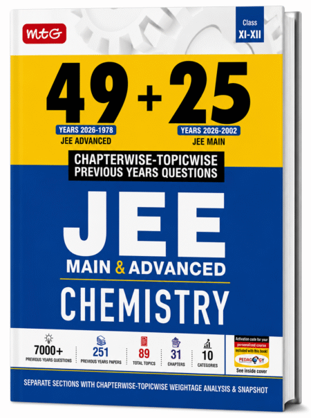 MTG 49+25 Years JEE Main & Advanced Chemistry – Chapterwise Topicwise Previous Years Questions (Class XI–XII)
