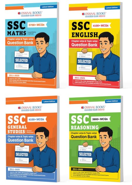 Oswaal SSC Chapter-wise & Topic-wise Question Bank Combo (Maths, English, General Studies & Reasoning) | Latest Edition |