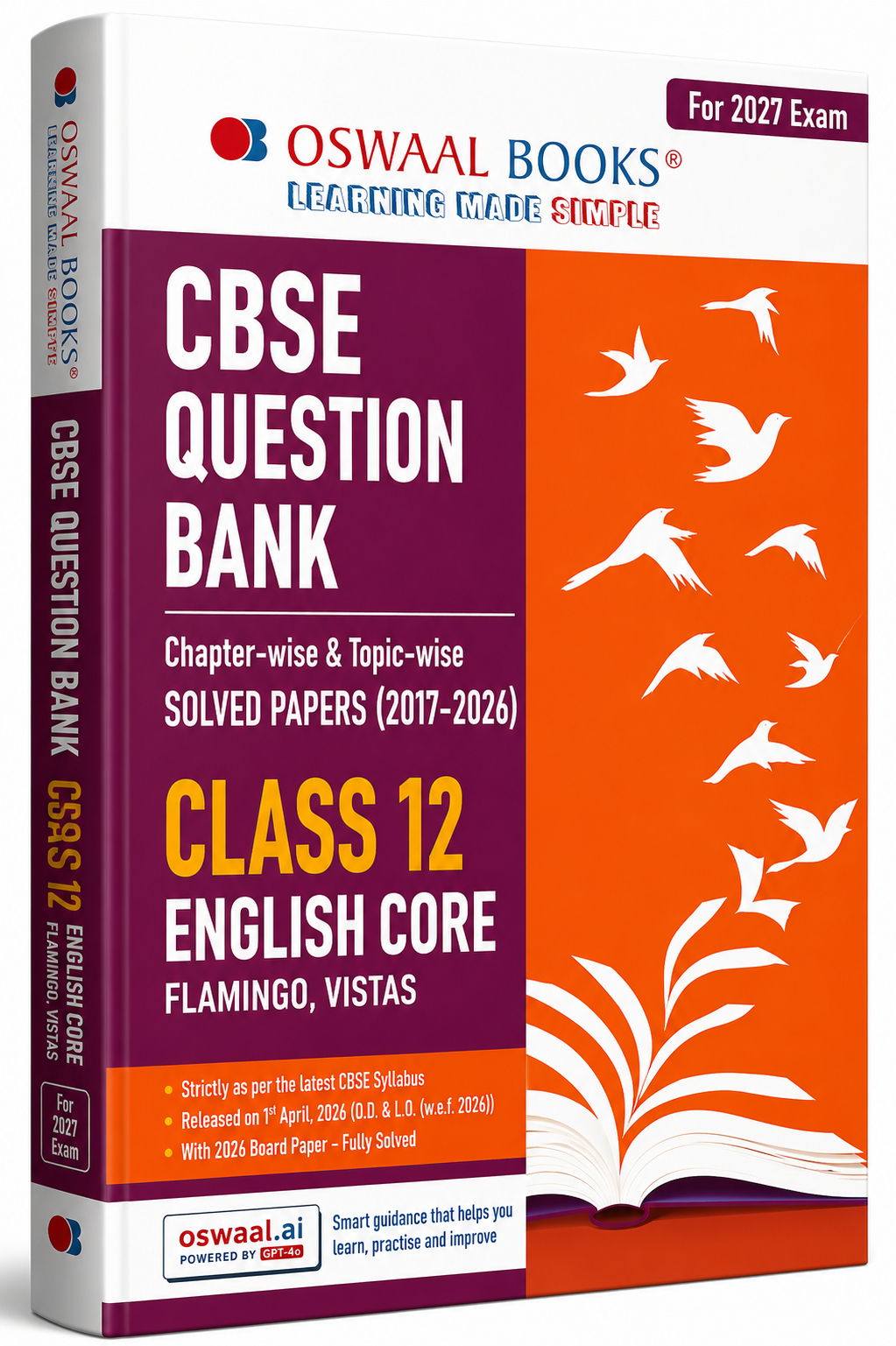 Oswaal CBSE Question Bank Class 12 English Core (Flamingo & Vistas) 2027 Exam | Chapter-wise & Topic-wise Solved Papers (2017–2026) English medium