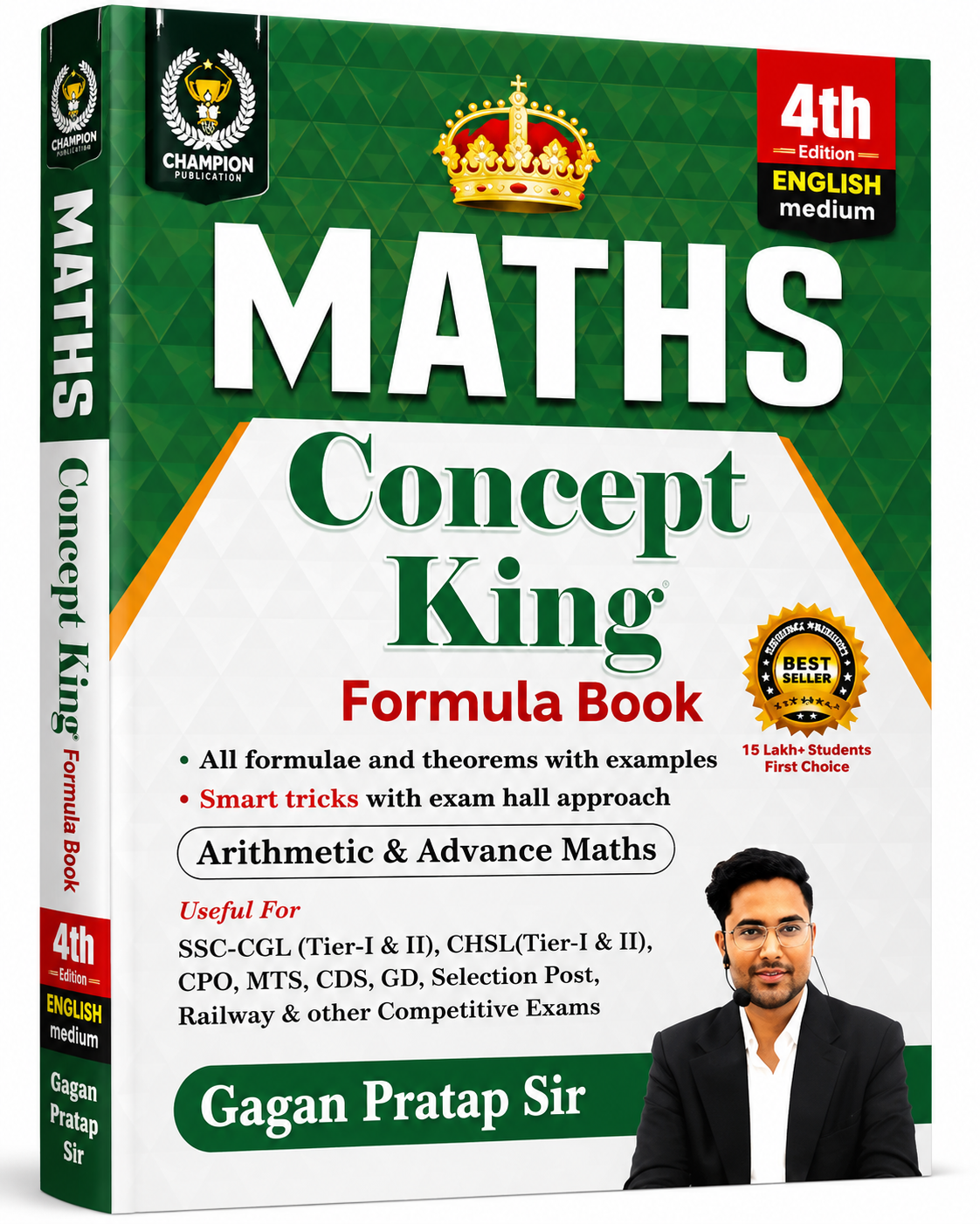 Champion Publication Maths Concept King Formula Book (English Medium) 4th Edition | Gagan Pratap Sir | SSC CGL, CHSL, CPO, MTS, Railway & Competitive Exams