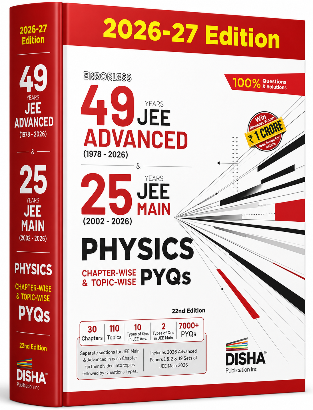 Disha 49 Years JEE Advanced & 25 Years JEE Main Physics PYQs (1978–2026) | Chapter-wise & Topic-wise | 2026-27 Edition