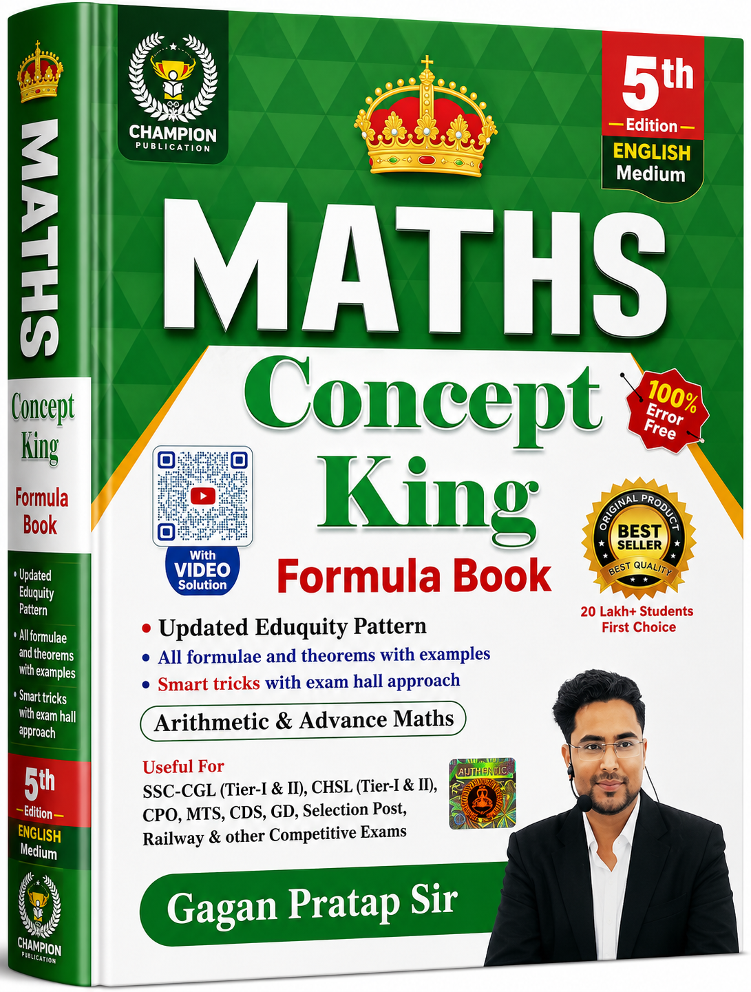 Champion Mathematics Concept King Formula Book (5th Edition, English Medium) by Gagan Pratap Sir | Arithmetic & Advance Maths for SSC, Railway & Competitive Exams