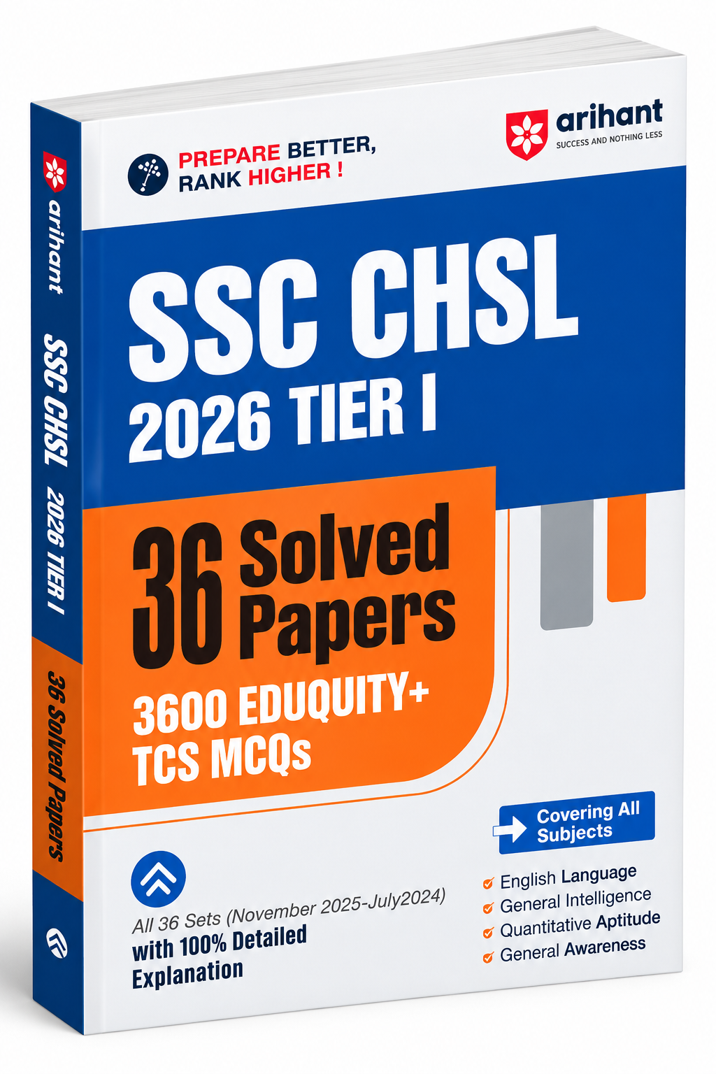 SSC CHSL 2026 Tier I – 36 Solved Papers | 3600 + TCS MCQs Arihant publication